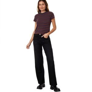 AG Jeans Kora High-Rise Wide Leg Black Cotton Pants Size 32